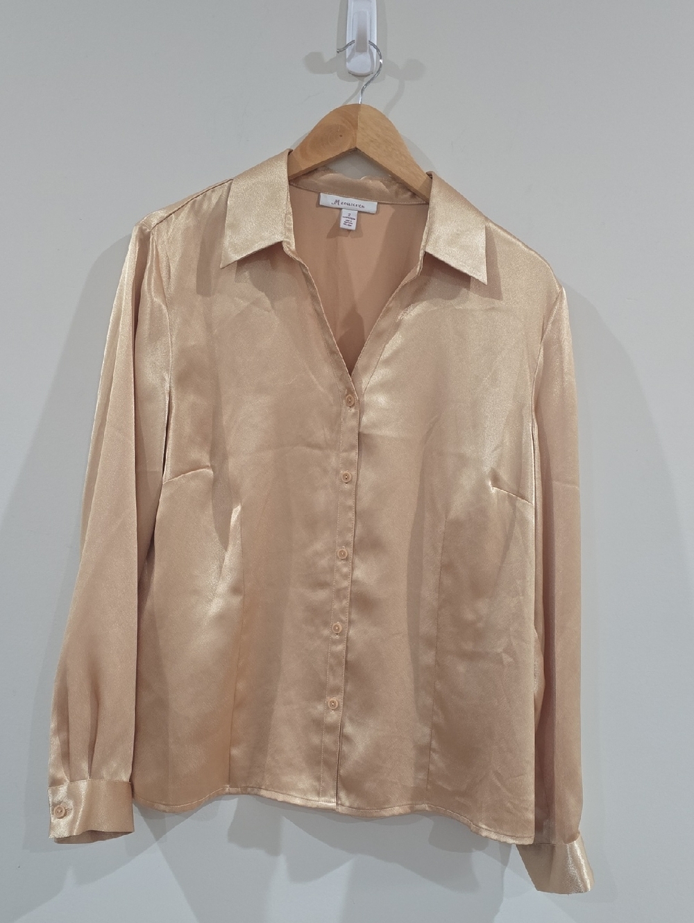VINTAGE JM Collection Button Up Gold Blouse Long Sleeve Silky Women’s Sz 12